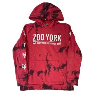 Zoo York Red White Youth XL 16 Boy Skater Hoodie Pullover Sweatshirt Top Shirt